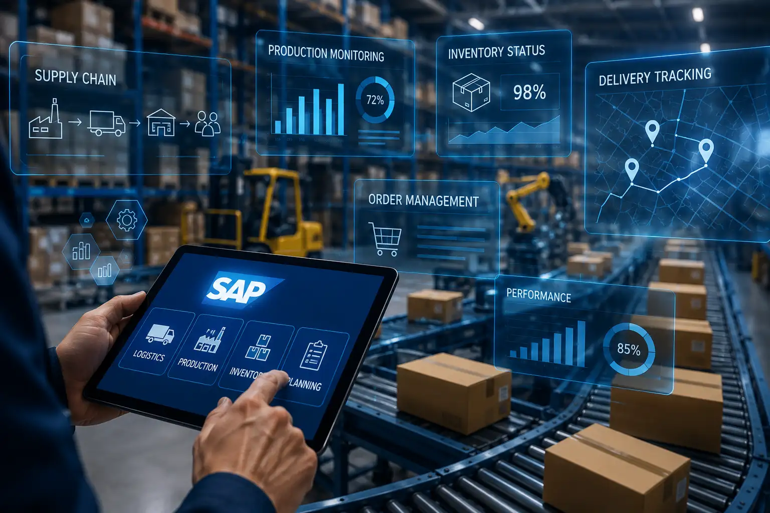 SAP logisztikai és termelési folyamatokat támogató digitális vállalatirányítási rendszer