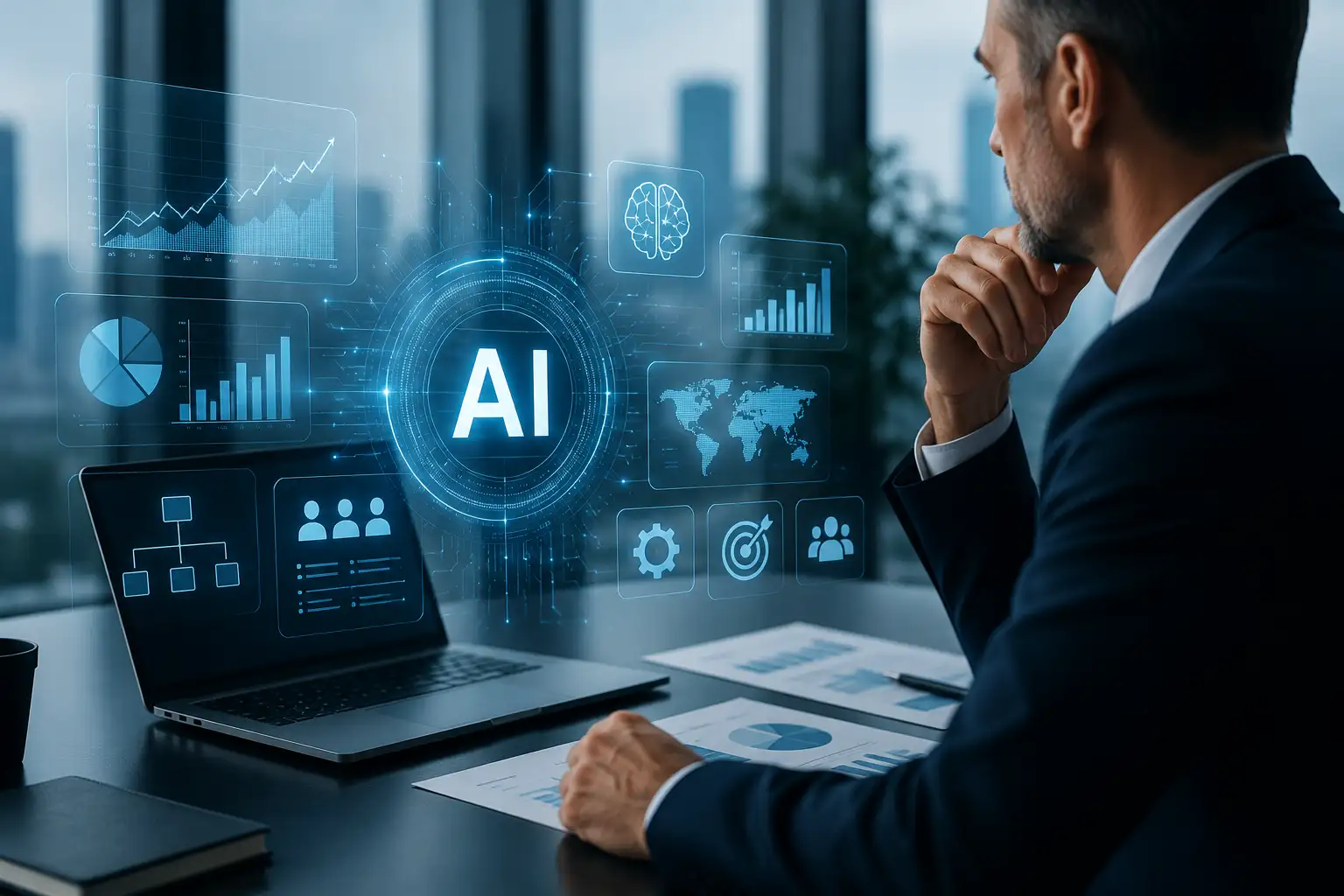 Mesterséges intelligencia alapú üzleti döntéstámogatás modern vállalati környezetben.